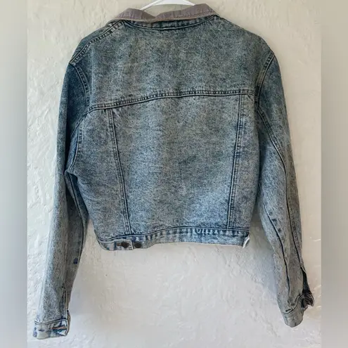 Rare vintage NAF NAF color block cropped denim jacket, yellow, green, purple; 1 Blue Size undefined