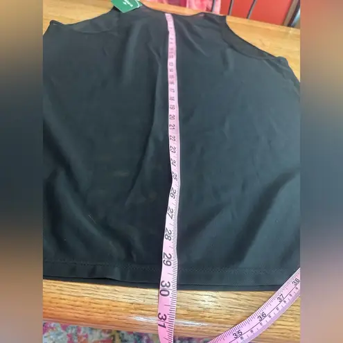 Halara NWT Sheer Round Neck Mesh Longline Running Tank Top Sz XL black