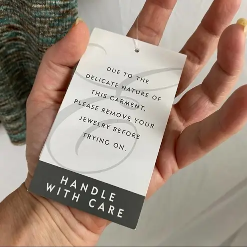 Emma James Emma E James Metallic Multi Color Knitted Winged Sleeve Sweater Size Small