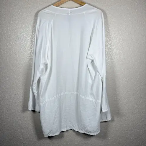Clara Sun Woo Cardigan Women's XL White Open Front Draped Sweater Made in USA