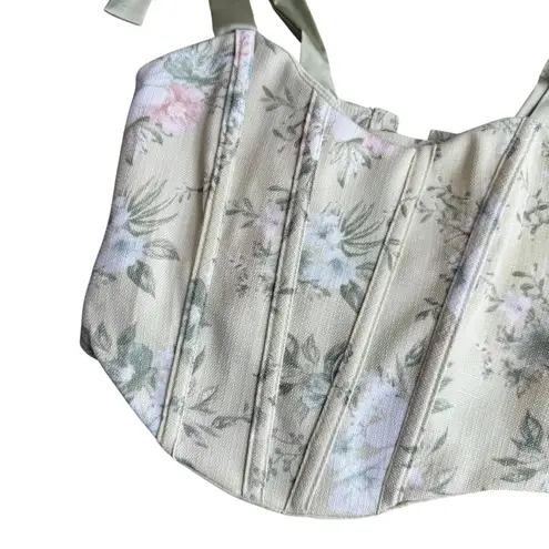 Mine Size S Floral Corset Pastel Sage Green Bow Strap Coquette Feminine Romantic