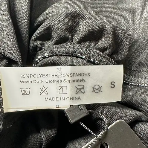 Tempt Me Swimsuit One Piece Womens Small Black White Halter Tie V Neck Ruched