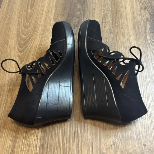 Abeo Women's Black Suede Bio Kamela AK150 Leather Comfort Wedge Heels size 9.5 N