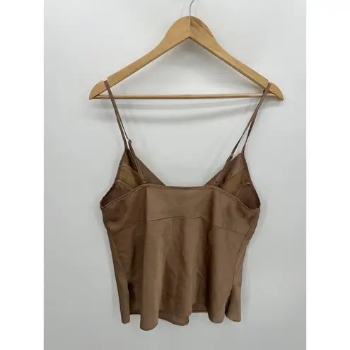 secret treasures Babydoll Tank Top Women Brown Satin Y2K 90s Bratz Sexy Large