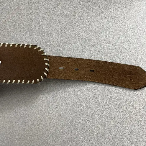 Nocona Belt Co Brown Leather Belt XL Silver Buckle Rhinestones Western Heavy