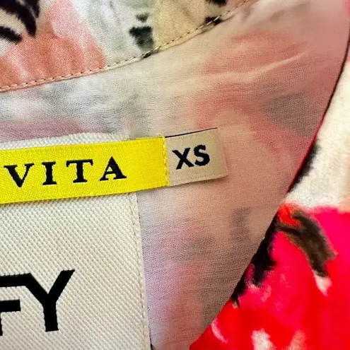 Chufy LA Dolce Vita Floral Silk Dress Size XS Bloomcore Cottagecore Mini Flowy Pink