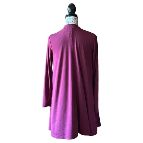 AQUA Purple Mock Neck Long Sleeve Ribbed A-Line Swing Mini Dress Small Boho