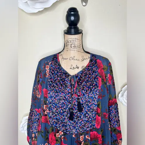 Daniel Rainn NTM: Multicolored Mixed Media Floral Peasant Blouse Size 1X