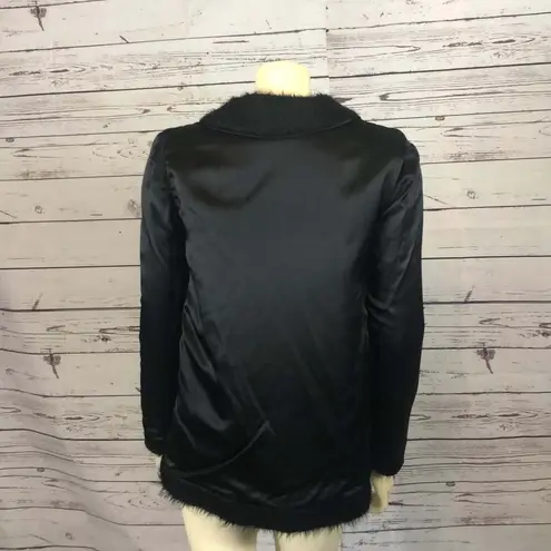 Boutique REVERSIBLE BLACK HOBO FAUX FUR COAT size medium
