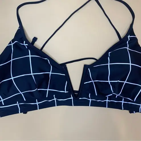 🛍️ Aqua Couture Black White Grid Gridlock V Wire Midkini Bikini Top Swim XL