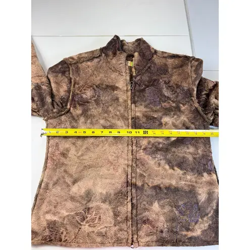 True Grit  Dry Goods Floral Textured Faux Fur‎ Jacket Brown Womens L