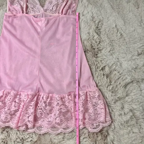 Dreamgirl Vintage Y2K Coquette Mesh Babydoll Slip With Floral Ruffle Lace Design