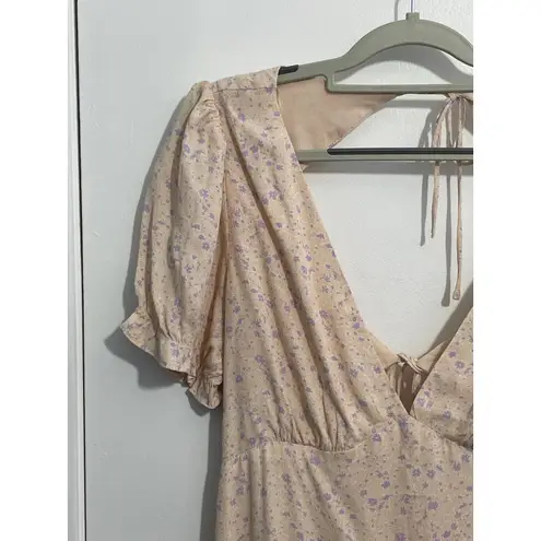 Sophie Rue Mini Dress XL Apricot Dainty Floral Flutter Sleeve Open Back Spring