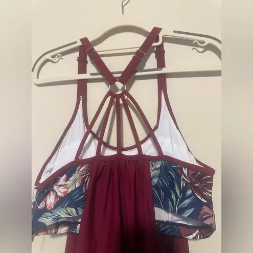 Holipick Elegant Purple Floral Women's Swim One Piece Size L