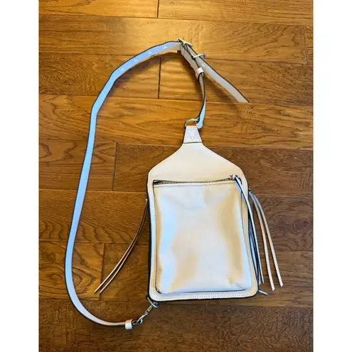 rag & bone Elliot Off White Crossbody Smooth Leather Sling Bag Silver Hardware
