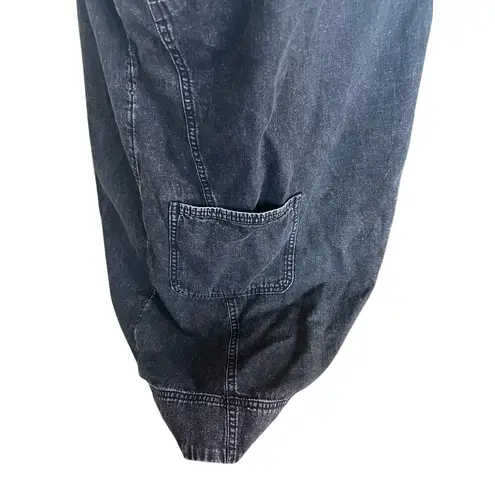 Pilcro Anthropologie Ruffle Shoulder Utility Mini Dress Black 14 EUC