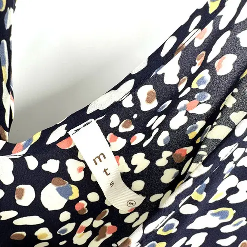 MTS size small short sleeve blouse flare sleeve colorful dot like pattern Black