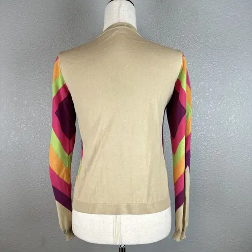 Moschino Cheap Chic Button Up Cardigan Sweater Size 4 Retro Stripe Lightweight