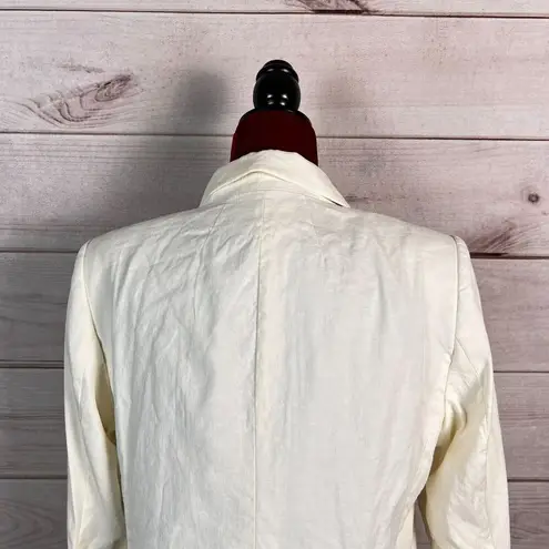 Frame  Womens Blazer Jacket Sz M Ivory Double Breasted Pea Coat Stretch Office