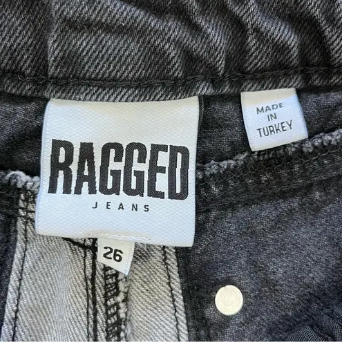 The Ragged Priest Vertical Frayed Black & Gray High Waisted Mom Jeans Size 26