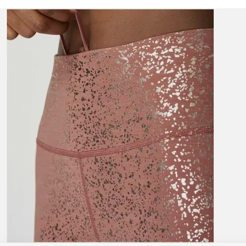 Sweaty Betty Disco Metallic Foil Print 7/8 Leggings Red Pink Terrazzo Size S