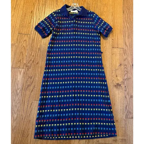 B.G. Day vintage floral print polo dress size M Blue Size M