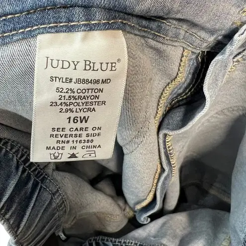 Judy Blue Ain't Worried Denim Joggers Jeans Pants Medium Wash Blue Plus Size 16W