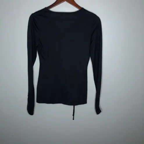 Athleta  cinch front tie wool blend t-shirt v-neck