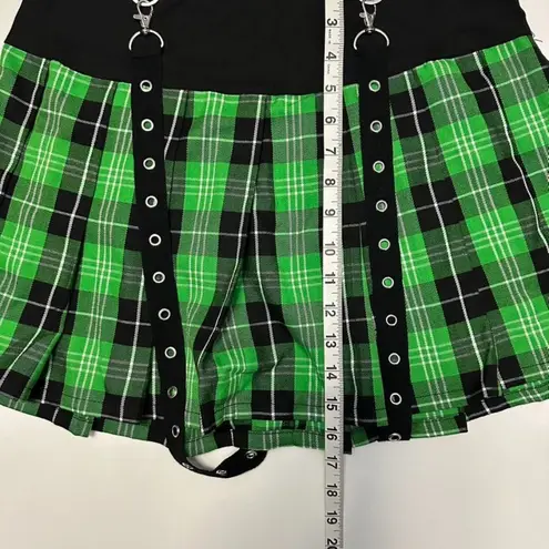 Hot Topic  Pleated Plaid Suspender Skirt Women's M Green Black Gothic Emo Grung