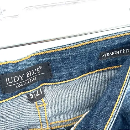 Judy Blue Medium Dark Mix Washed Stretch Distressed Boyfriend Fit Denim Jean