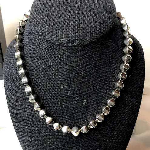 VINTAGE Sterling Silver Art Deco Beaded Modern Necklace