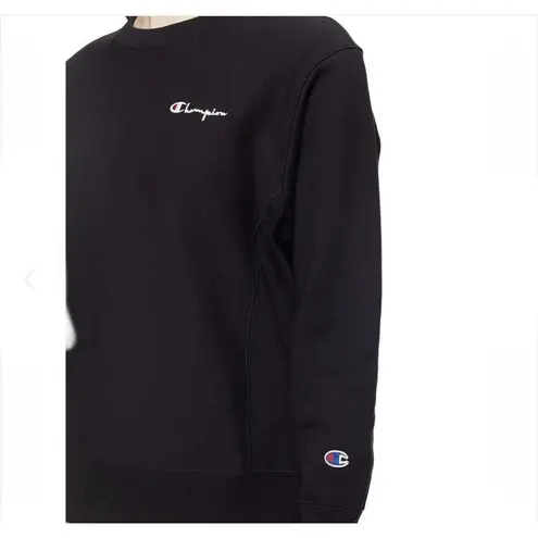 Champion  Fleece Pullover Sweatshirt Black MEDIUM Reverse Weave embroidered Logo