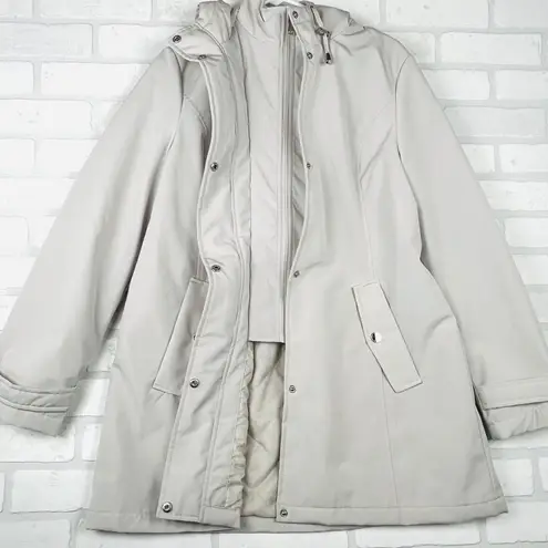 HFX Women's Water Wind Resistant Hooded Winter Coat Beige Size L Tan Size L