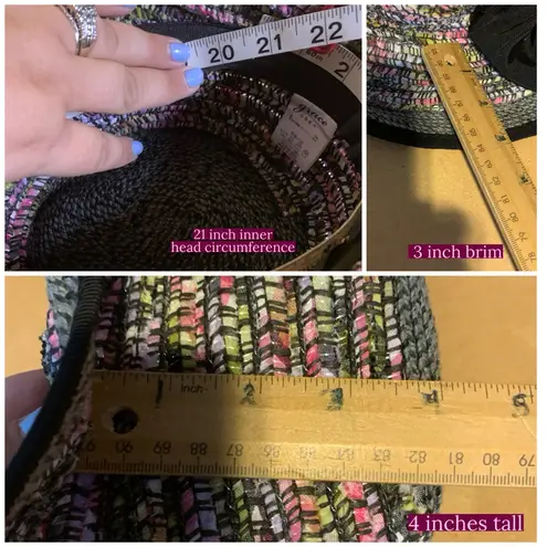 GRACE HATS BLACK & PINK CLOCHE STYLE COTTON & PAPER HAT Multiple