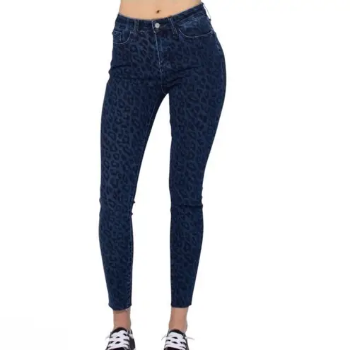 Judy Blue Size 7 28 Mid Rise Cheetah Print Skinny Jeans