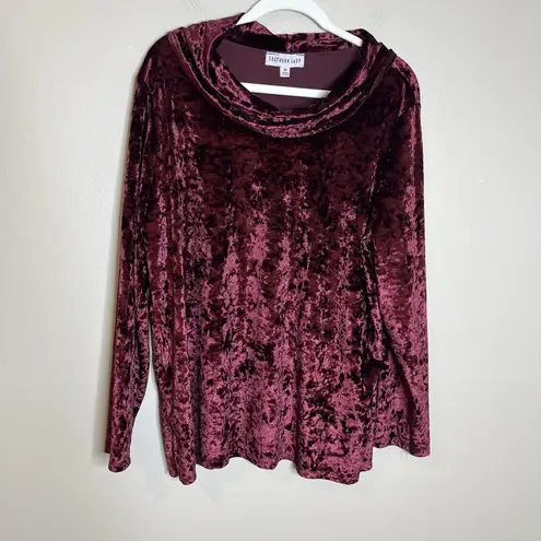 Women Top 1x Burgundy Red Crushed Velvet Dark Romantic Whimsigoth Christmas Goth Size XL