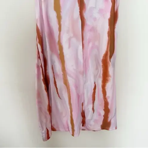 AMYLYNN Pink/Brown Tie Dye Adjustable Side Cinched Skirt Midi Length Size Medium Pink
