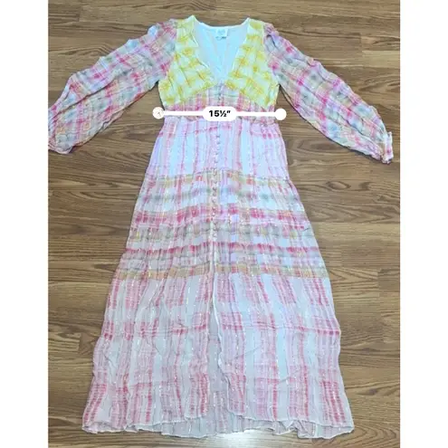 Hemant and Nandita multicolor viscose Plunging Long Peasant Dress size M