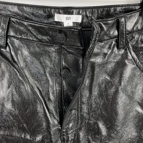 BP New  Black Glossy Faux Leather Jeans High Waist Cropped Pants