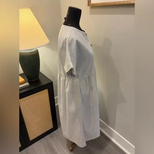 Roolee Gingham Button-Front Cottagecore Granola Style Midi Dress Size Medium