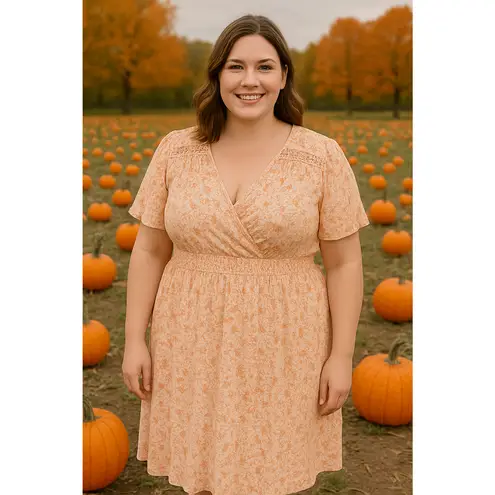 Luxology Wrap Top Popover Flutter Sleeve Knee Length Dress 2X Fall Autumn Casual - Image 2