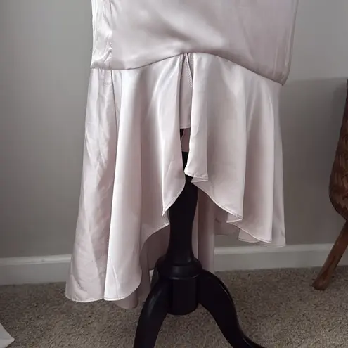 Chi Chi London Satin Evening Dress 'Varsha' in Pale Neutral Champagne