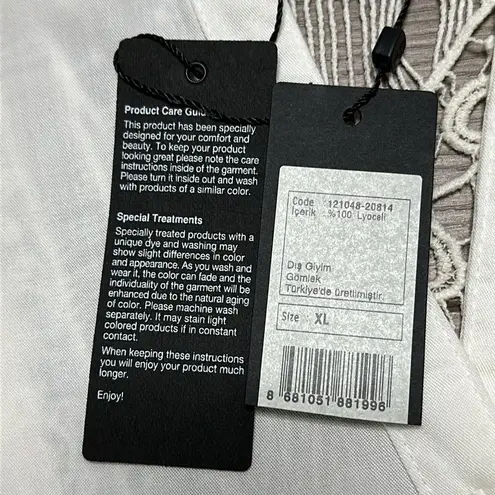 Mavi White Long Sleeve Button Up Roll Up Sleeve Embroidered Shirt Size XL