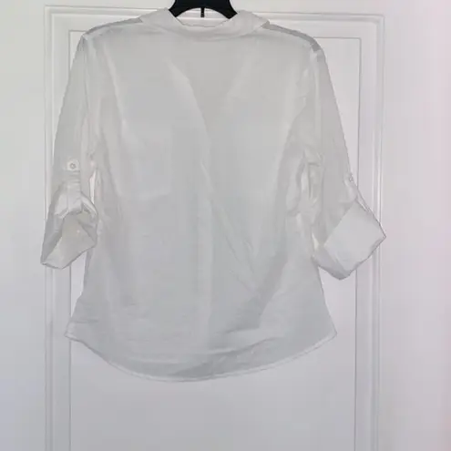 Ellen Tracy white cotton button down top white size medium