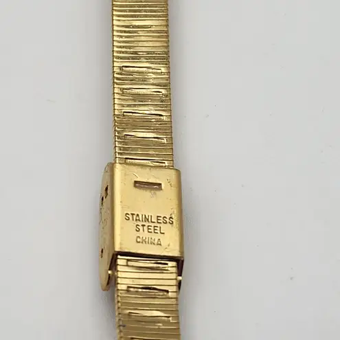 Vintage Elgin Gold Tone Ruby & White Sapphire Watch Red