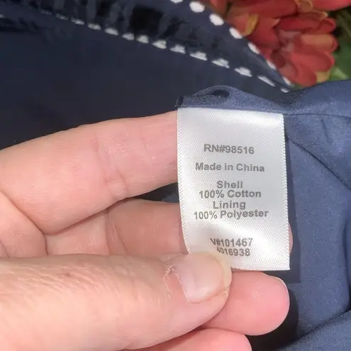 Coldwater Creek Navy Blue White Polka Dot Knee Length Skirt Size 8