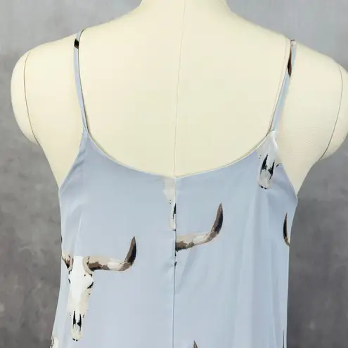 Peach Love California Womens Dress M Bull Skull Print Western Boho Rodeo USA