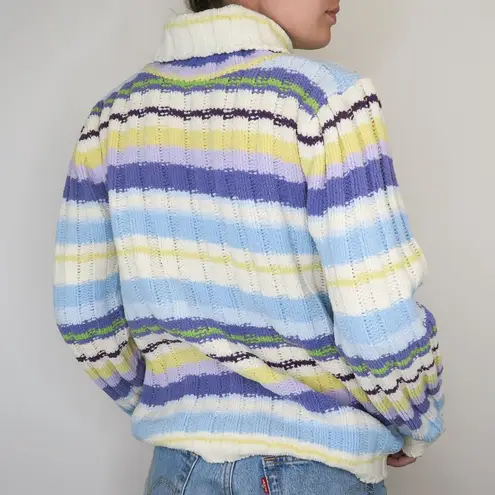 basic editions Vintage Striped Turtleneck Sweater
