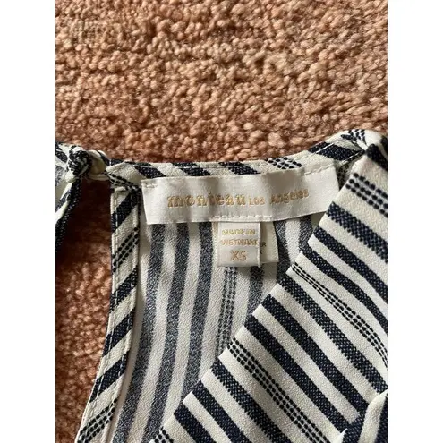 Monteau  Navy Striped Short Sleeve Jumpsuit Romper w/Belt & Pockets Size XS - Image 2