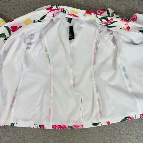 INC International Concepts Floral Print Blazer Jacket White Pink 1X Plus Size